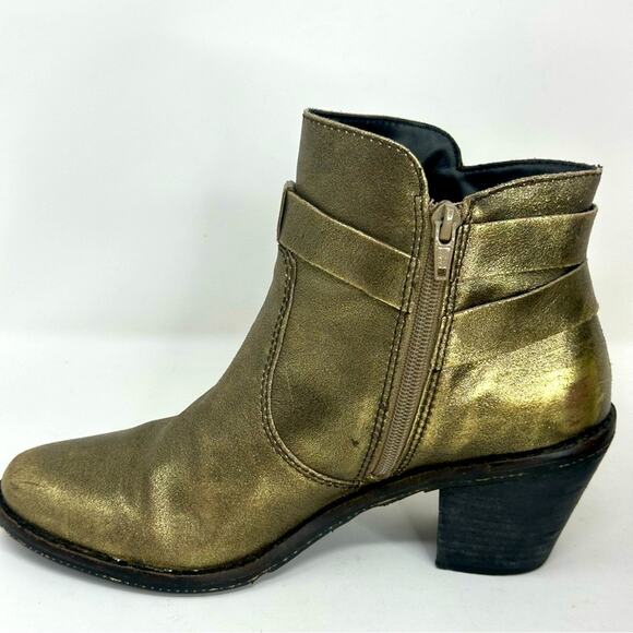 OTBT Bexar Distressed look Leather Gold Booties - Picture 4 of 14